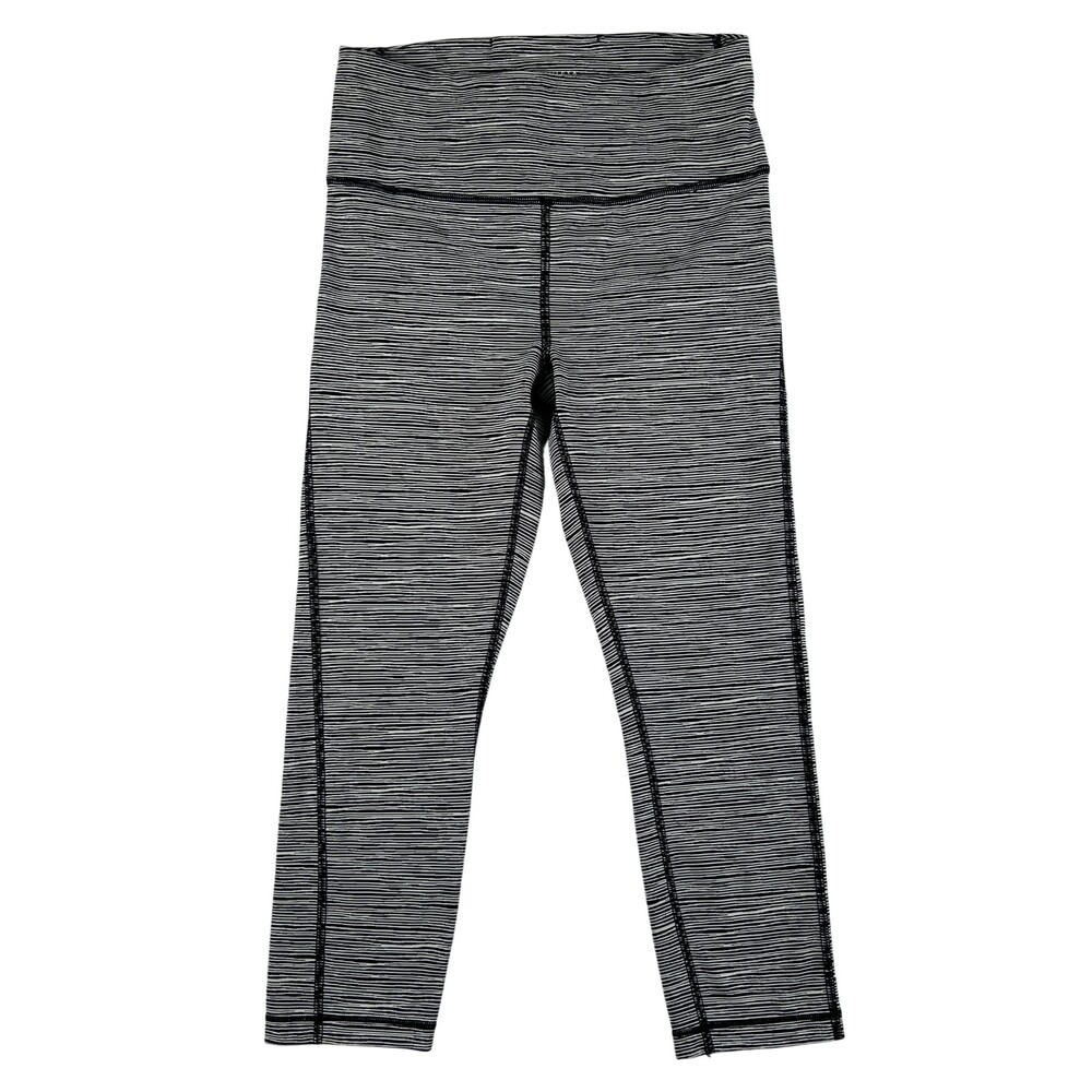 Athleta Leggings Womens XS Ultimate Capri Gray Stripe High Rise Pockets Yoga 19"